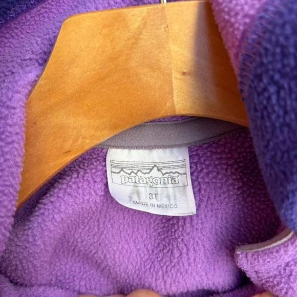Patagonia Purple Fleece Elf Hood Jacket Elbow Patches Size 3T Baby Toddler - Picture 6 of 10